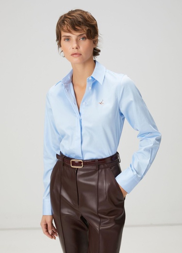  Beymen Club Kadın Mavi Basic Poplin Gömlek