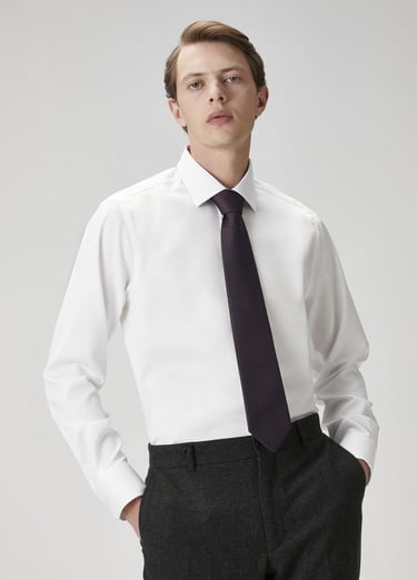  Beymen Club Erkek Comfort Fit Beyaz Armürlü Non-iron Gömlek