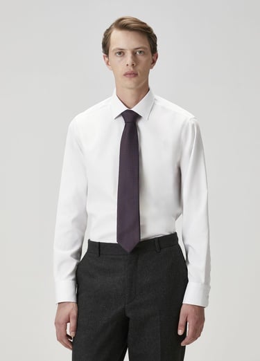  Beymen Club Erkek Comfort Fit Beyaz Armürlü Non-iron Gömlek