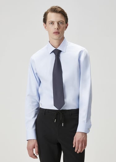  Beymen Club Erkek Comfort Fit Açık Mavi Non-iron Oxford Gömlek