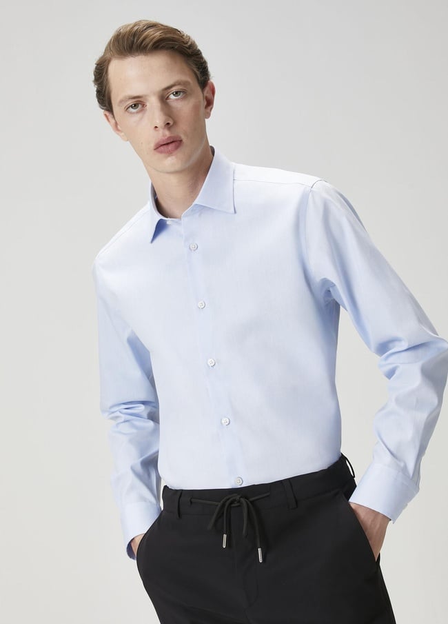  Beymen Club Erkek Comfort Fit Açık Mavi Non-iron Oxford Gömlek