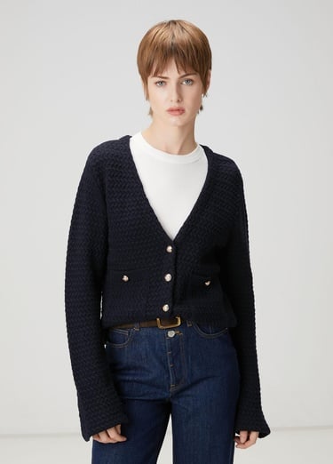  Beymen Club Kadın Lacivert Yün Triko Ceket
