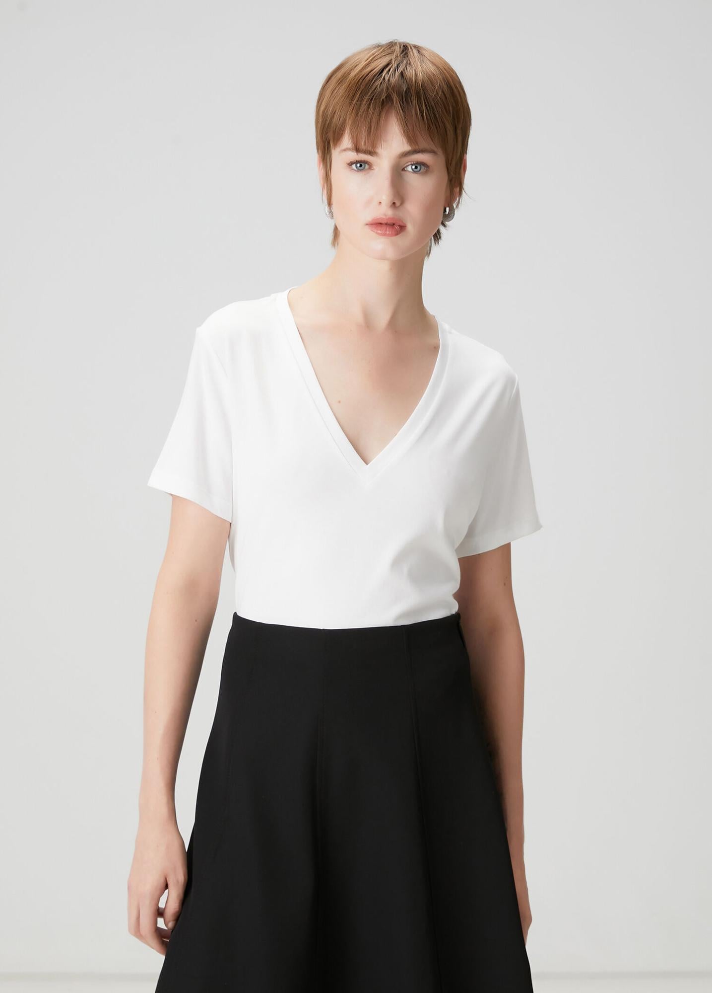  Beymen Club Kadın Beyaz V Yaka T-shirt