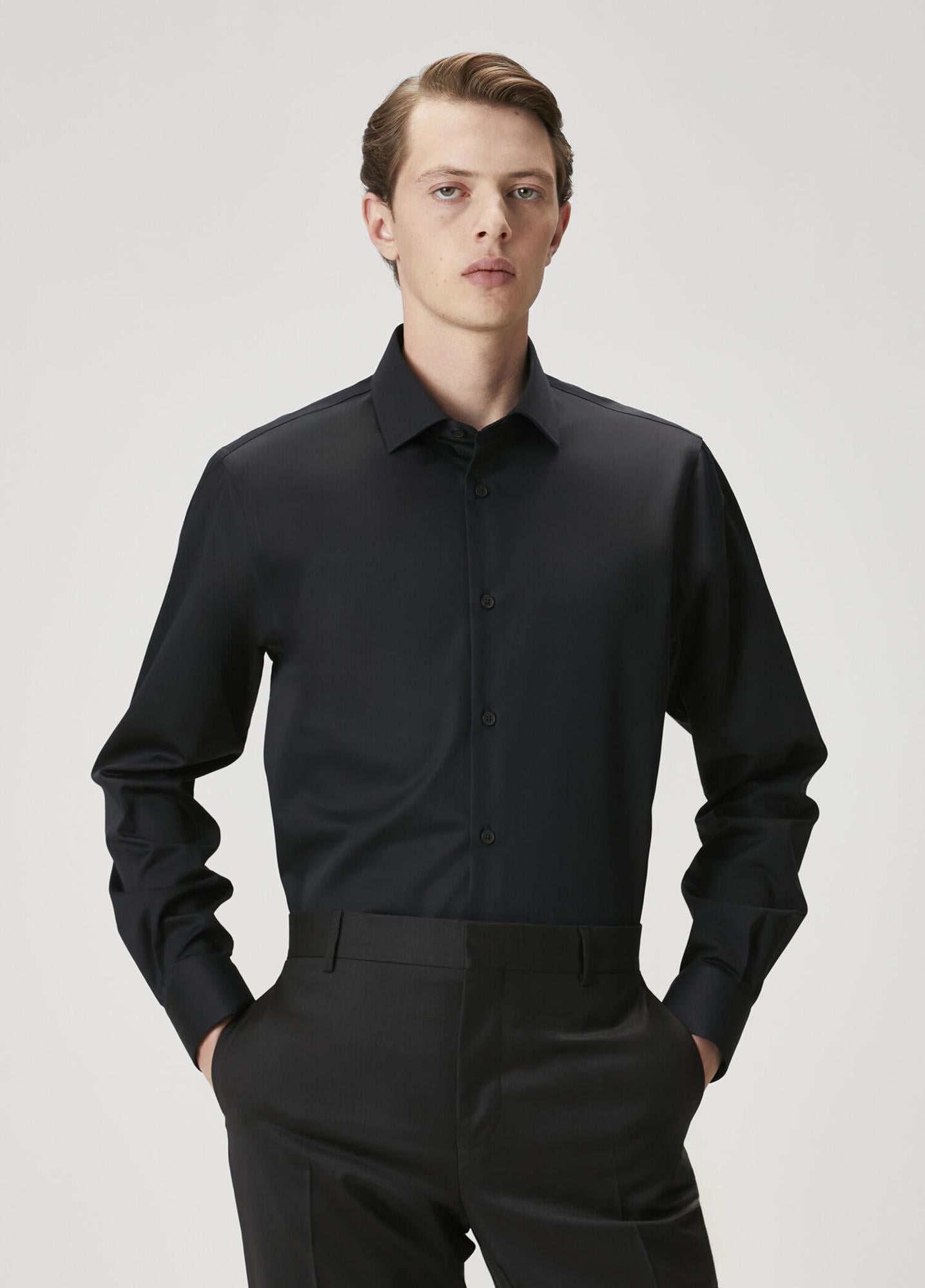  Beymen Club Erkek Custom Fit Siyah Non-iron Gömlek