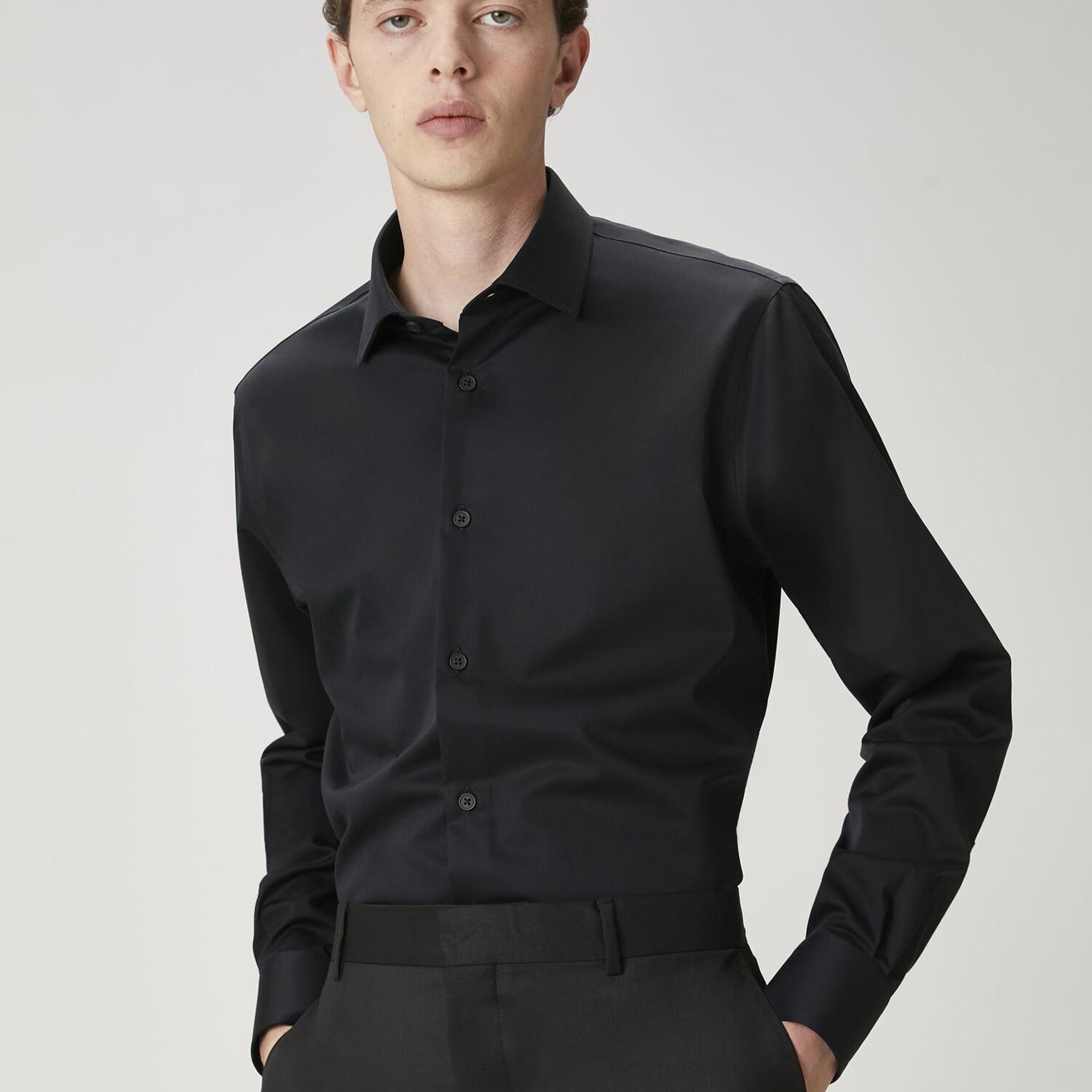 Beymen Club Erkek Custom Fit Siyah Non-iron Gömlek