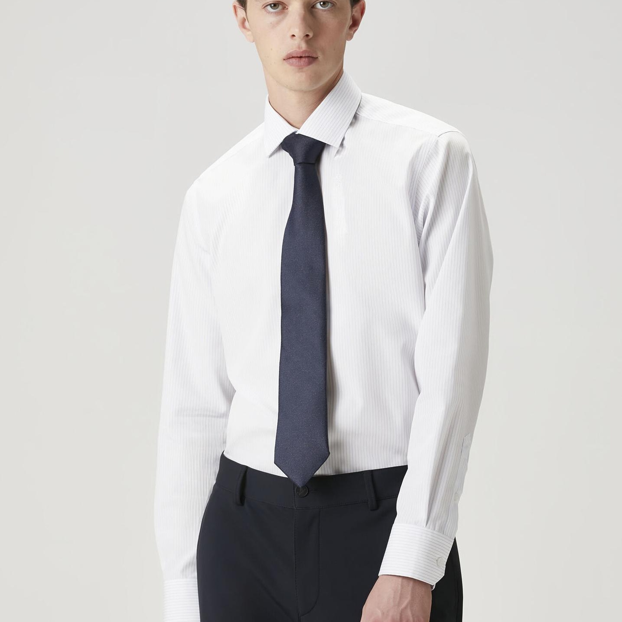 Beymen Club Erkek Comfort Fit Non Iron Mavi Beyaz Çizgili Gömlek