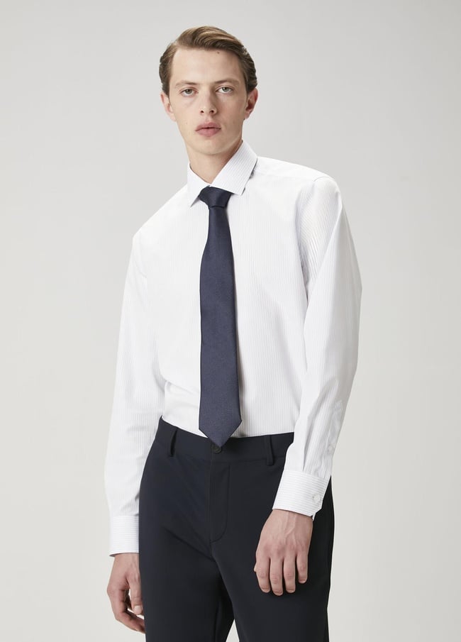  Beymen Club Erkek Comfort Fit Non Iron Mavi Beyaz Çizgili Gömlek