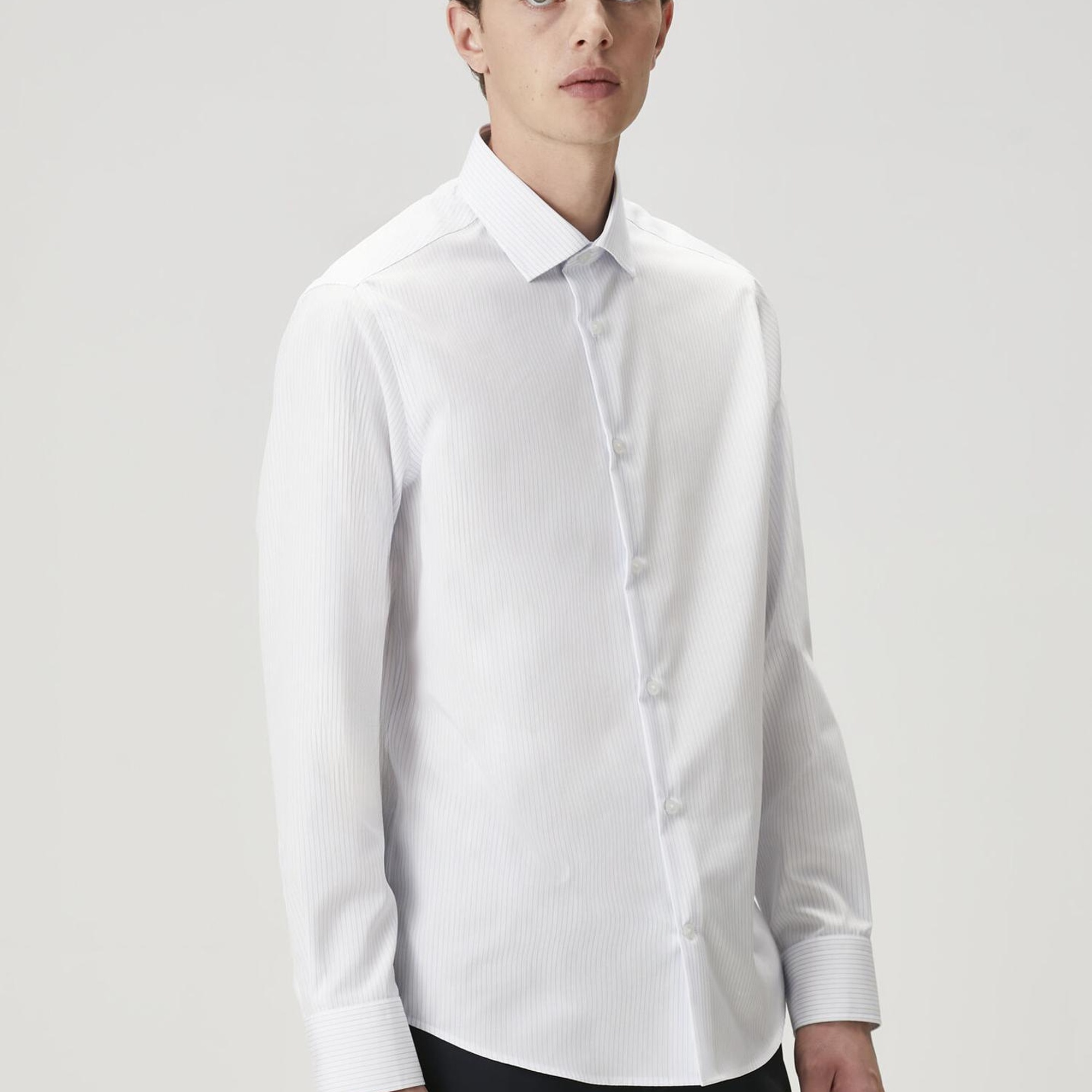 Beymen Club Erkek Comfort Fit Non Iron Mavi Beyaz Çizgili Gömlek