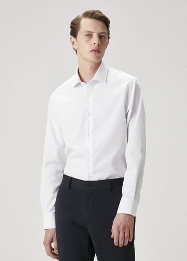  Beymen Club Erkek Comfort Fit Non Iron Mavi Beyaz Çizgili Gömlek