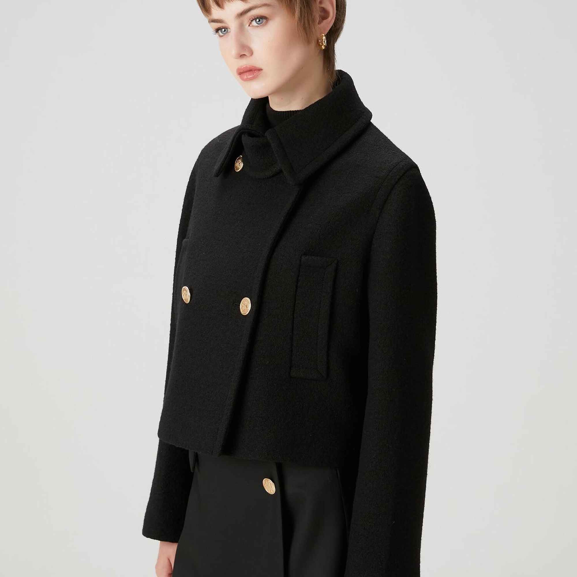 Beymen Club Kadın Siyah Kruvaze Yün Ceket