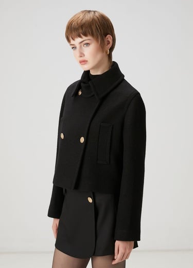  Beymen Club Kadın Siyah Kruvaze Yün Ceket