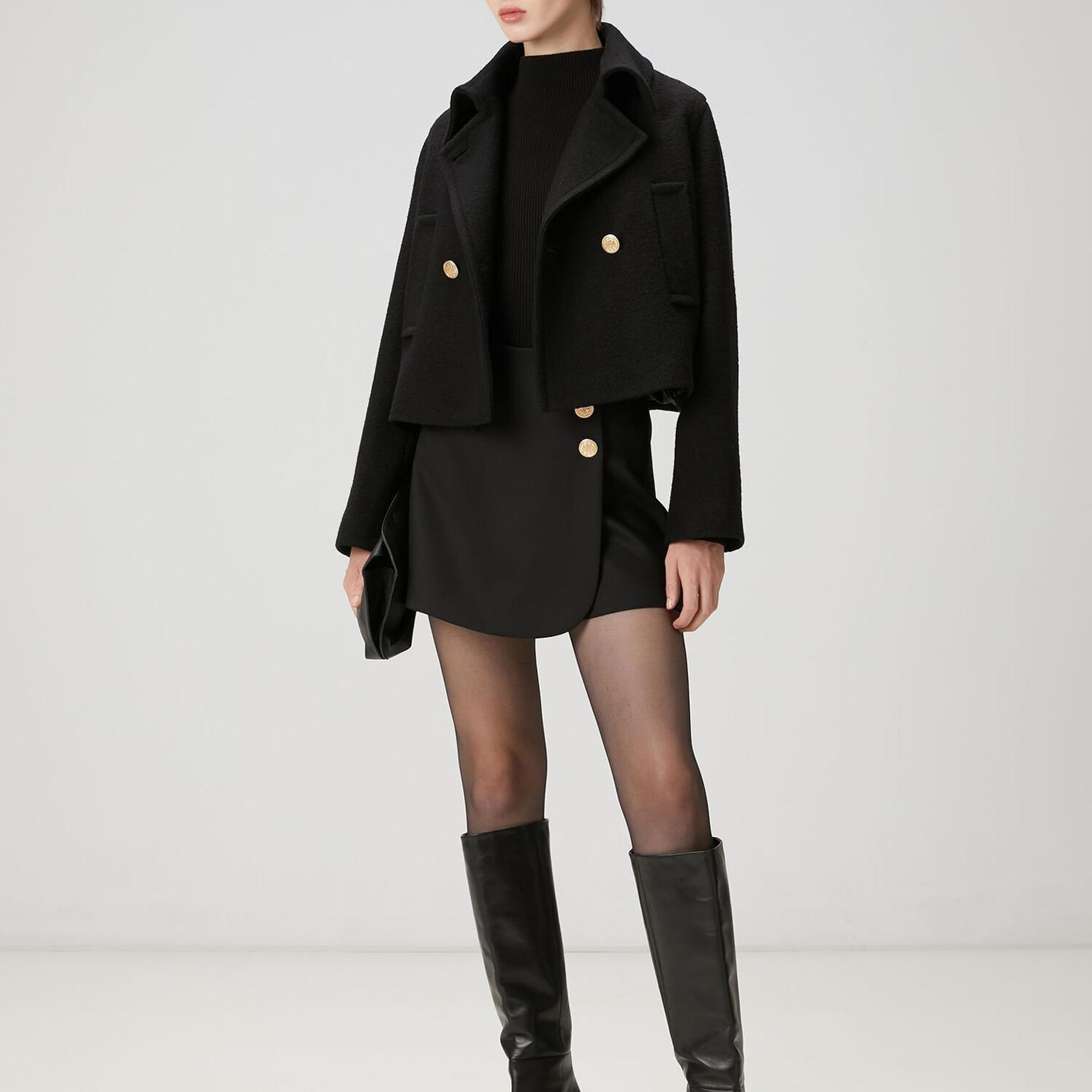 Beymen Club Kadın Siyah Kruvaze Yün Ceket