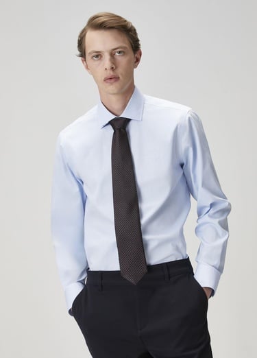  Beymen Club Erkek Slim Fit Koyu Mavi Non-iron Oxford Gömlek