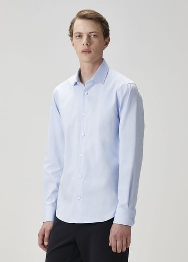  Beymen Club Erkek Slim Fit Koyu Mavi Non-iron Oxford Gömlek