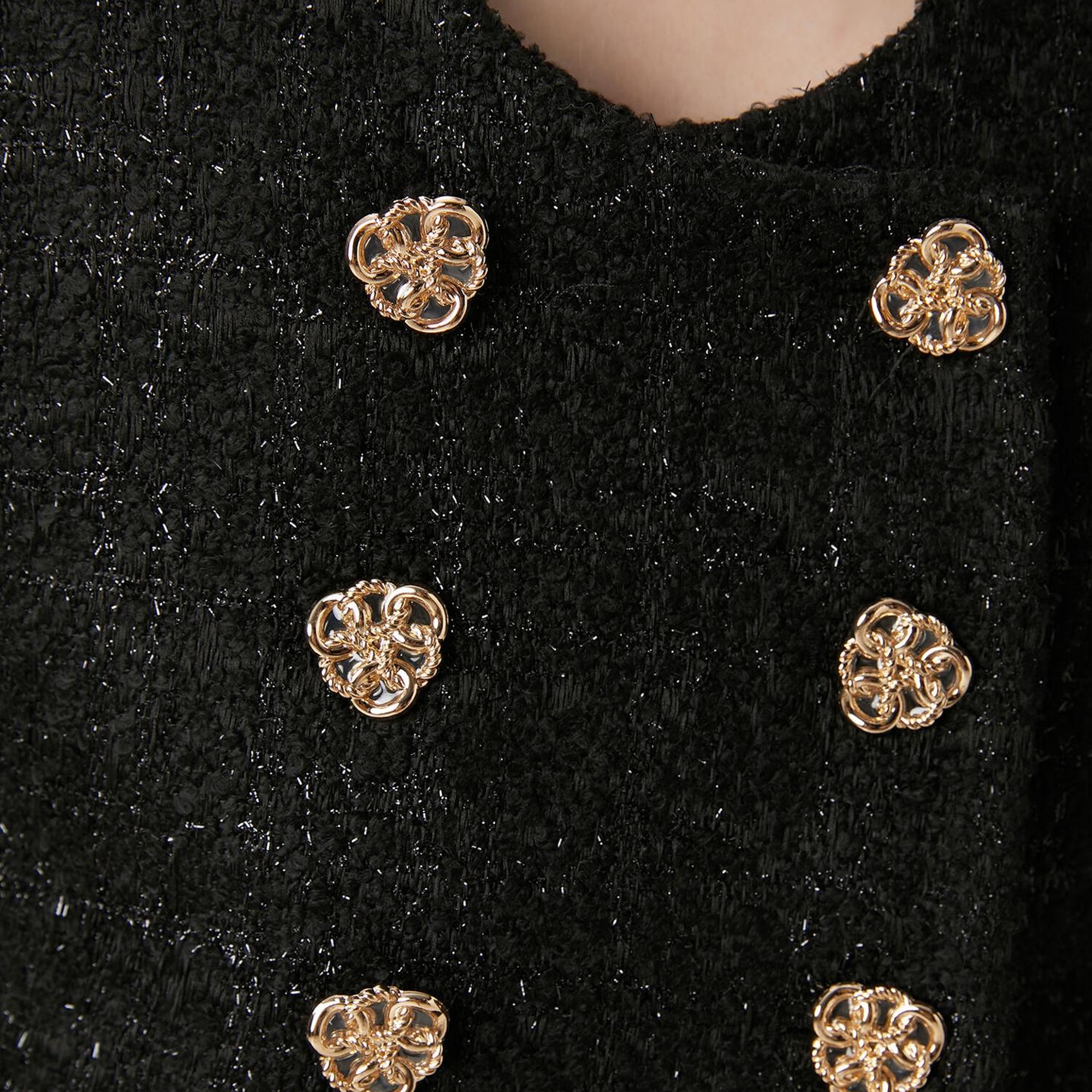 Beymen Club Kadın Siyah Simli Kruvaze Tweed Yelek