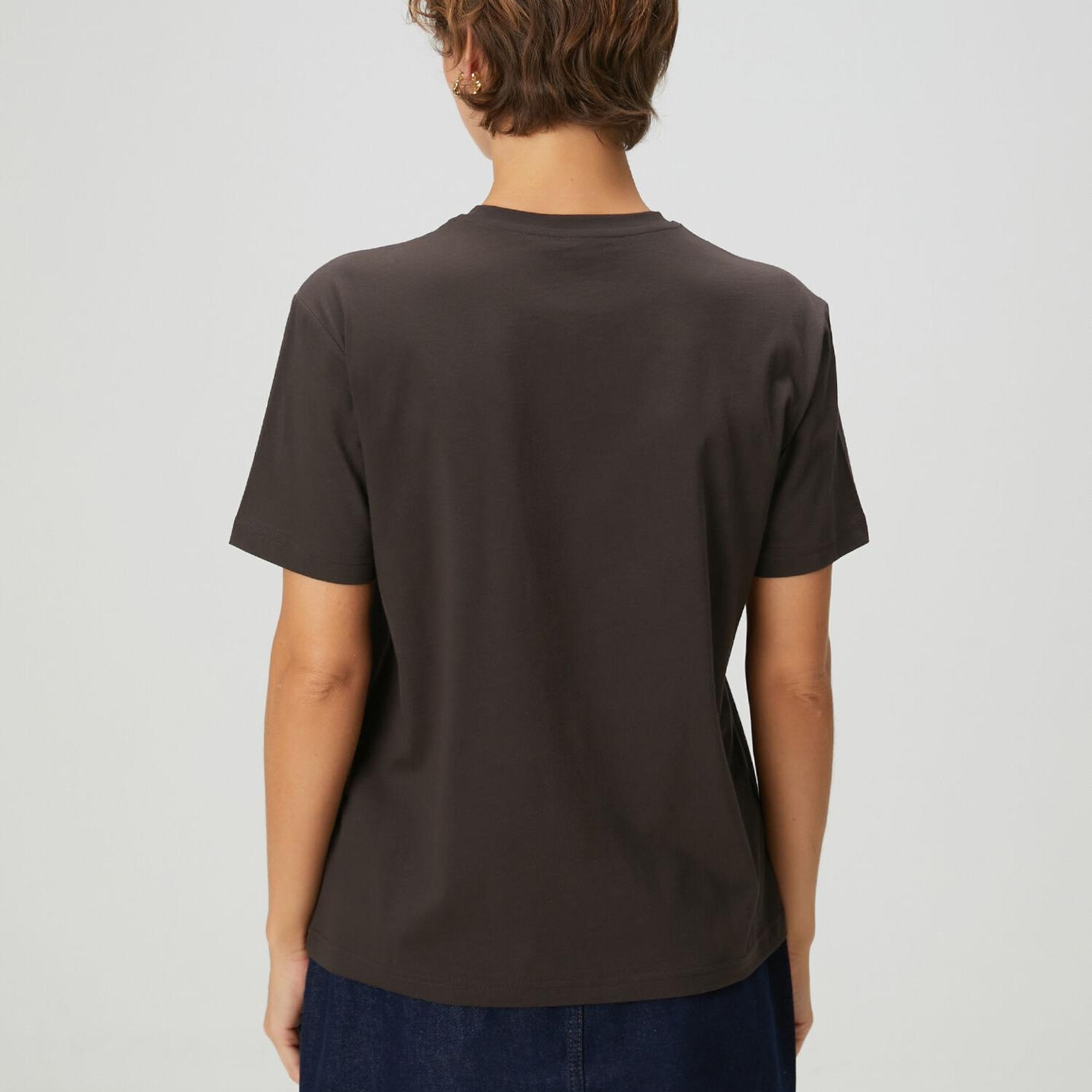 Beymen Club Kadın Kahverengi Gold Logolu T-shirt