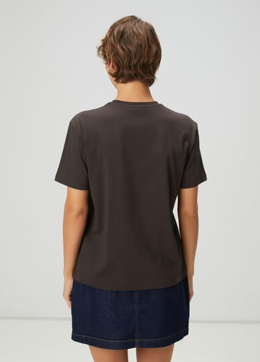  Beymen Club Kadın Kahverengi Gold Logolu T-shirt