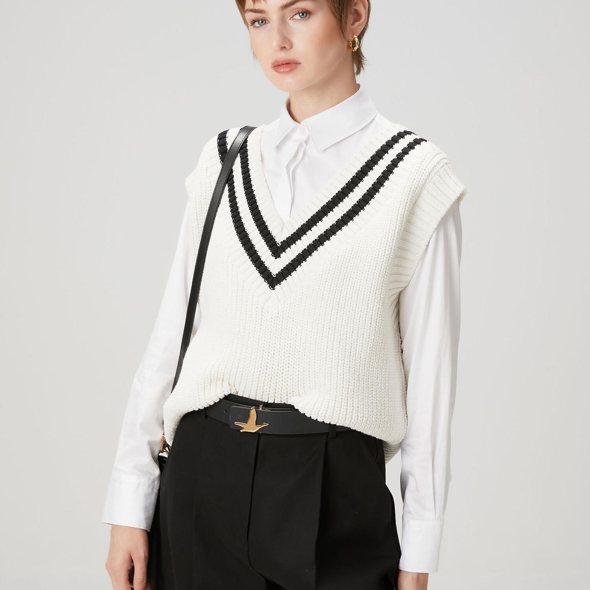 Beymen Club Kadın Siyah Beyaz Şeritli Süveter