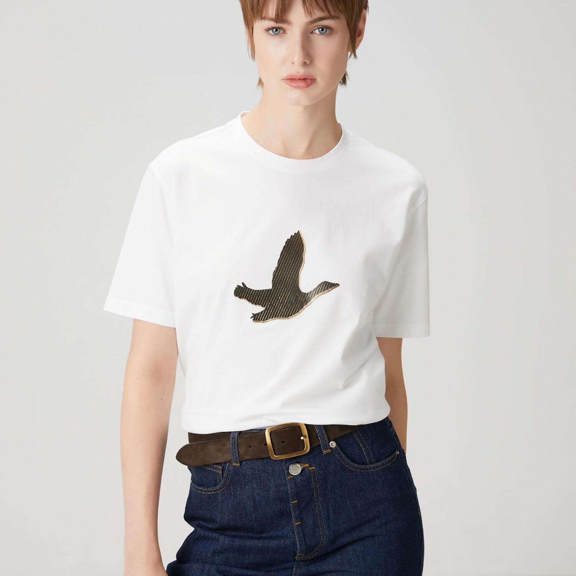 Beymen Club Kadın Beyaz Gold Logolu T-shirt