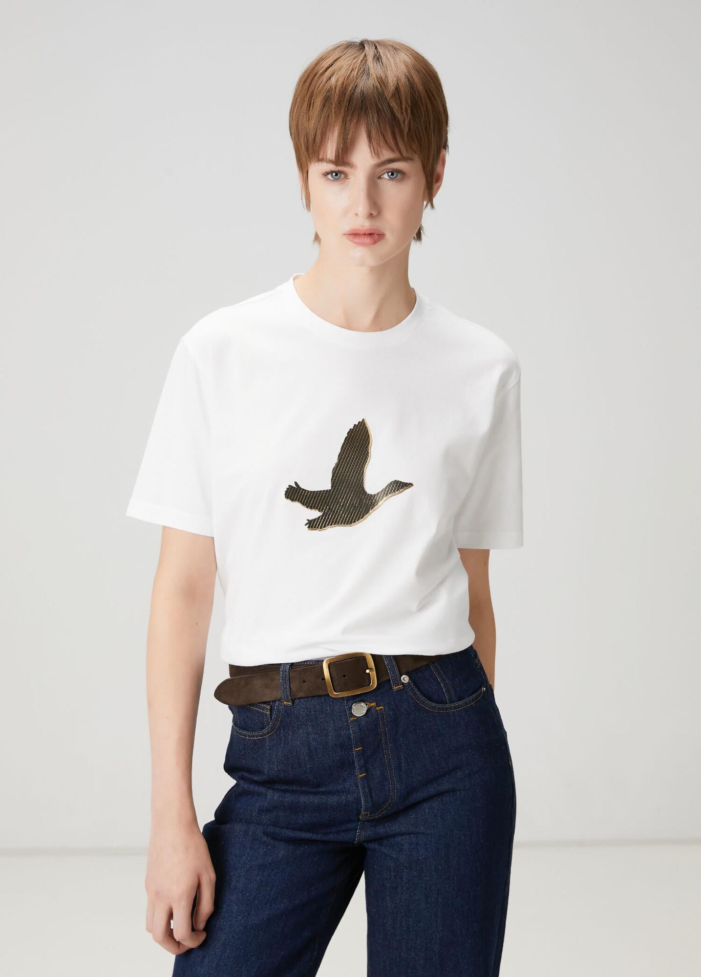  Beymen Club Kadın Beyaz Gold Logolu T-shirt