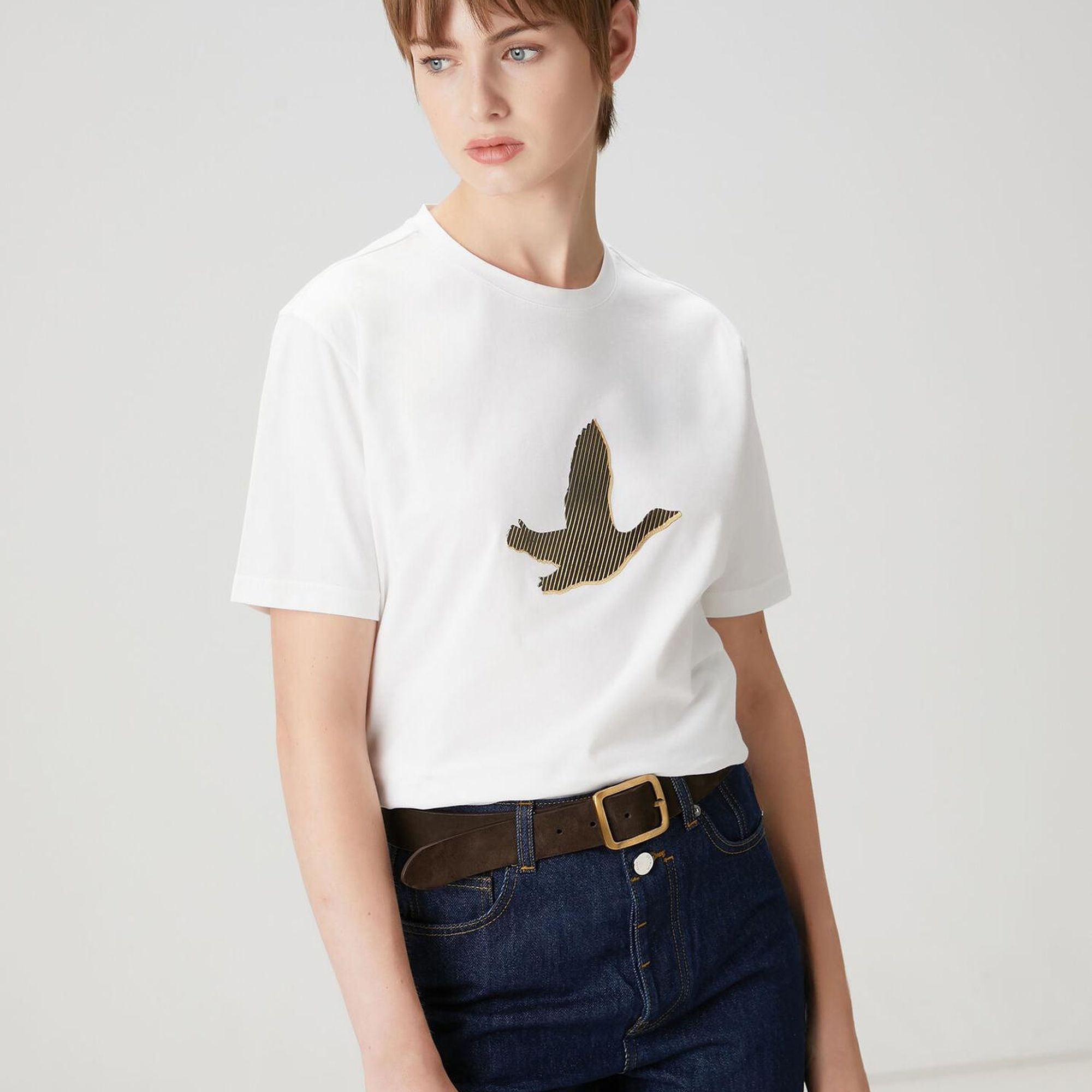 Beymen Club Kadın Beyaz Gold Logolu T-shirt