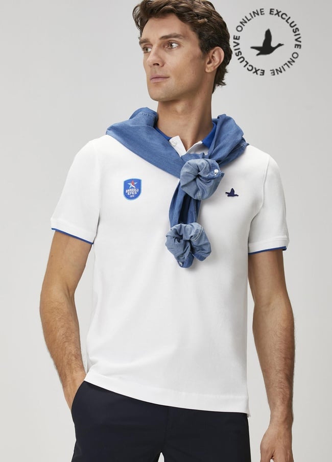  Beymen Club Erkek X Anadolu Efes Beyaz Polo Yaka T-shirt