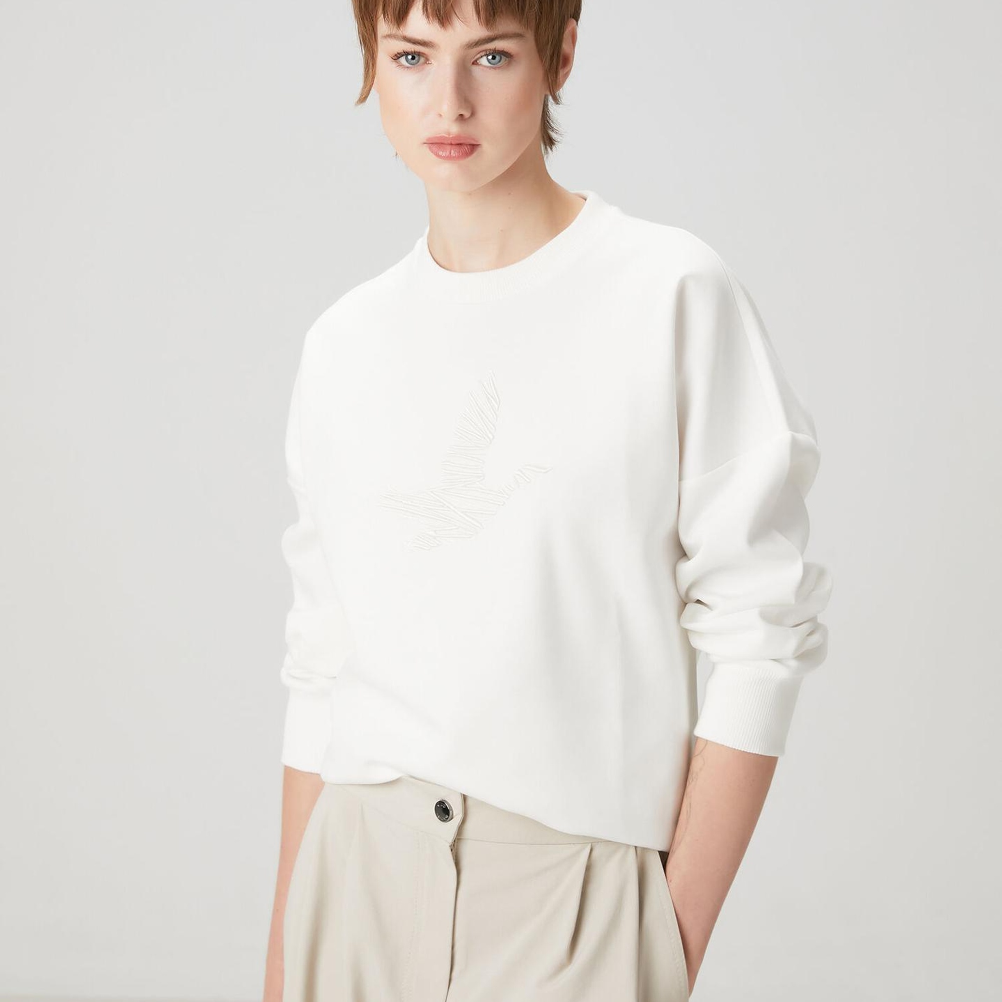 Beymen Club Kadın Beyaz Logo Nakışlı Sweatshirt