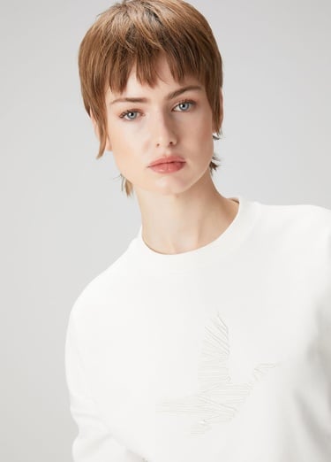  Beymen Club Kadın Beyaz Logo Nakışlı Sweatshirt