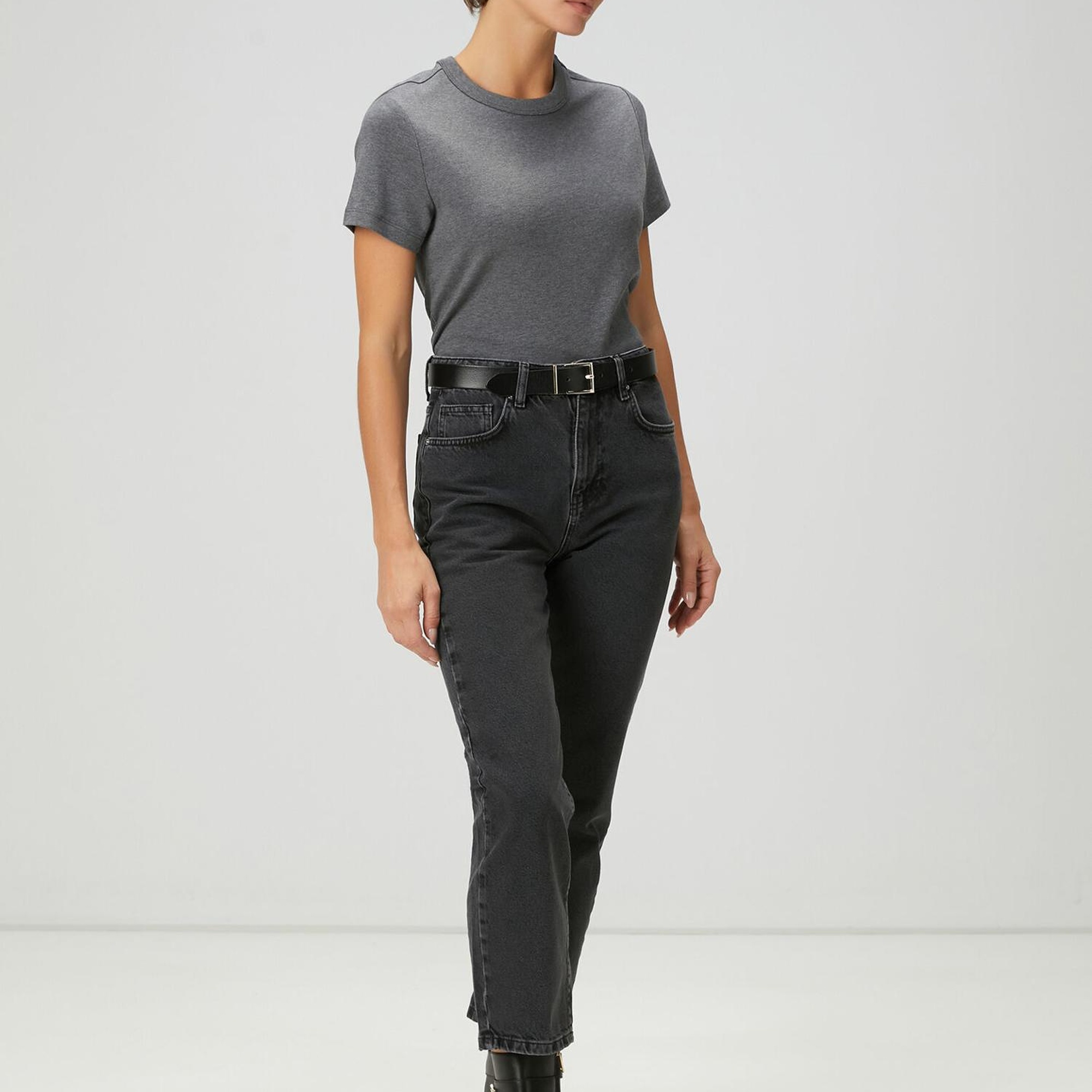 Beymen Club Kadın Koyu Gri Melanj T-shirt