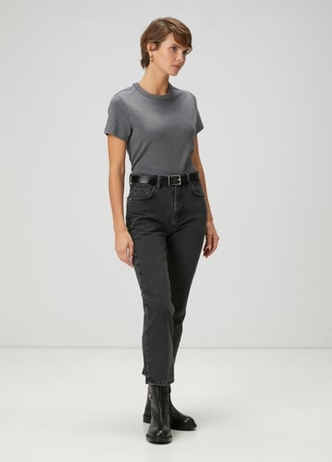  Beymen Club Kadın Koyu Gri Melanj T-shirt