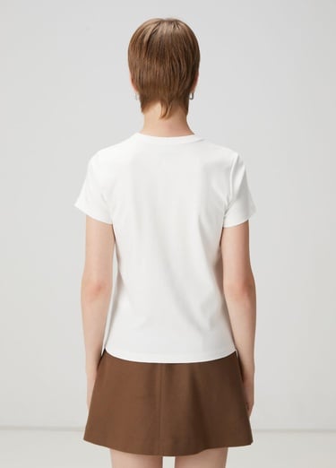  Beymen Club Kadın Kırık Beyaz Bisiklet Yaka Basic T-shirt