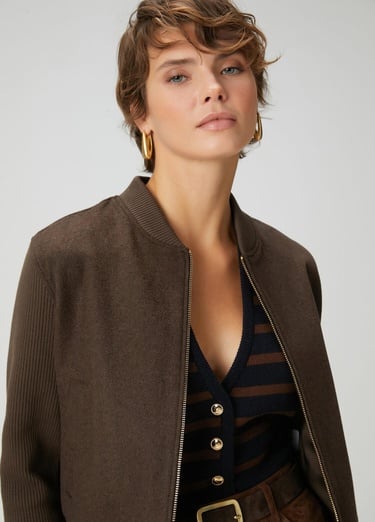  Beymen Club Kadın Kahve Lacivert Çizgili Yün Yelek