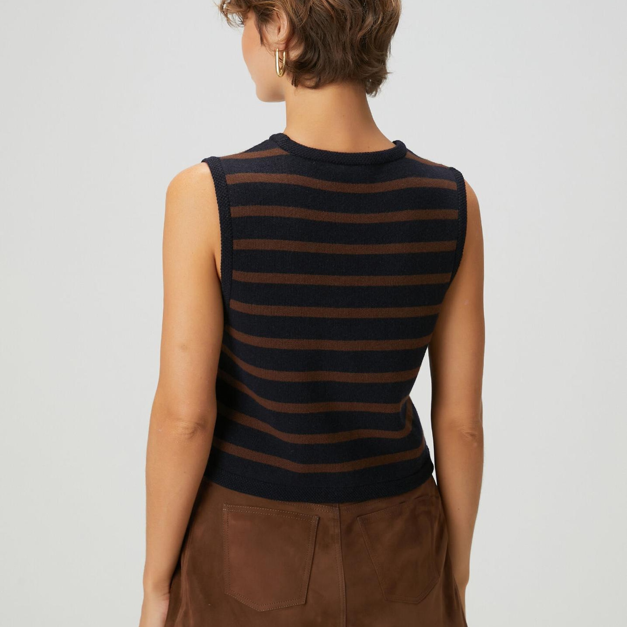 Beymen Club Kadın Kahve Lacivert Çizgili Yün Yelek