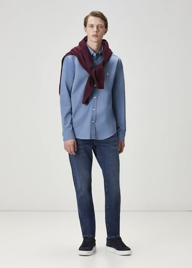  Beymen Club Erkek Comfort Fit Mavi Gabardin Doku Gömlek