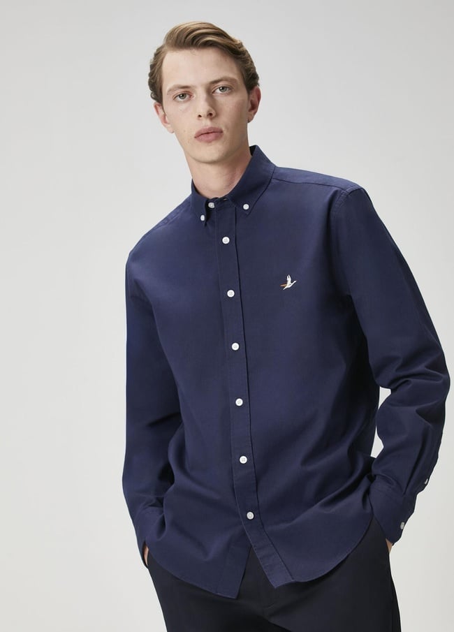  Beymen Club Erkek Comfort Fit Lacivert Gabardin Doku Gömlek