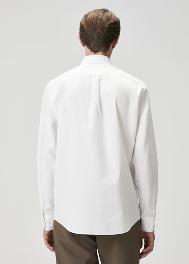  Beymen Club Erkek Comfort Fit Beyaz Gabardin Dokulu Gömlek