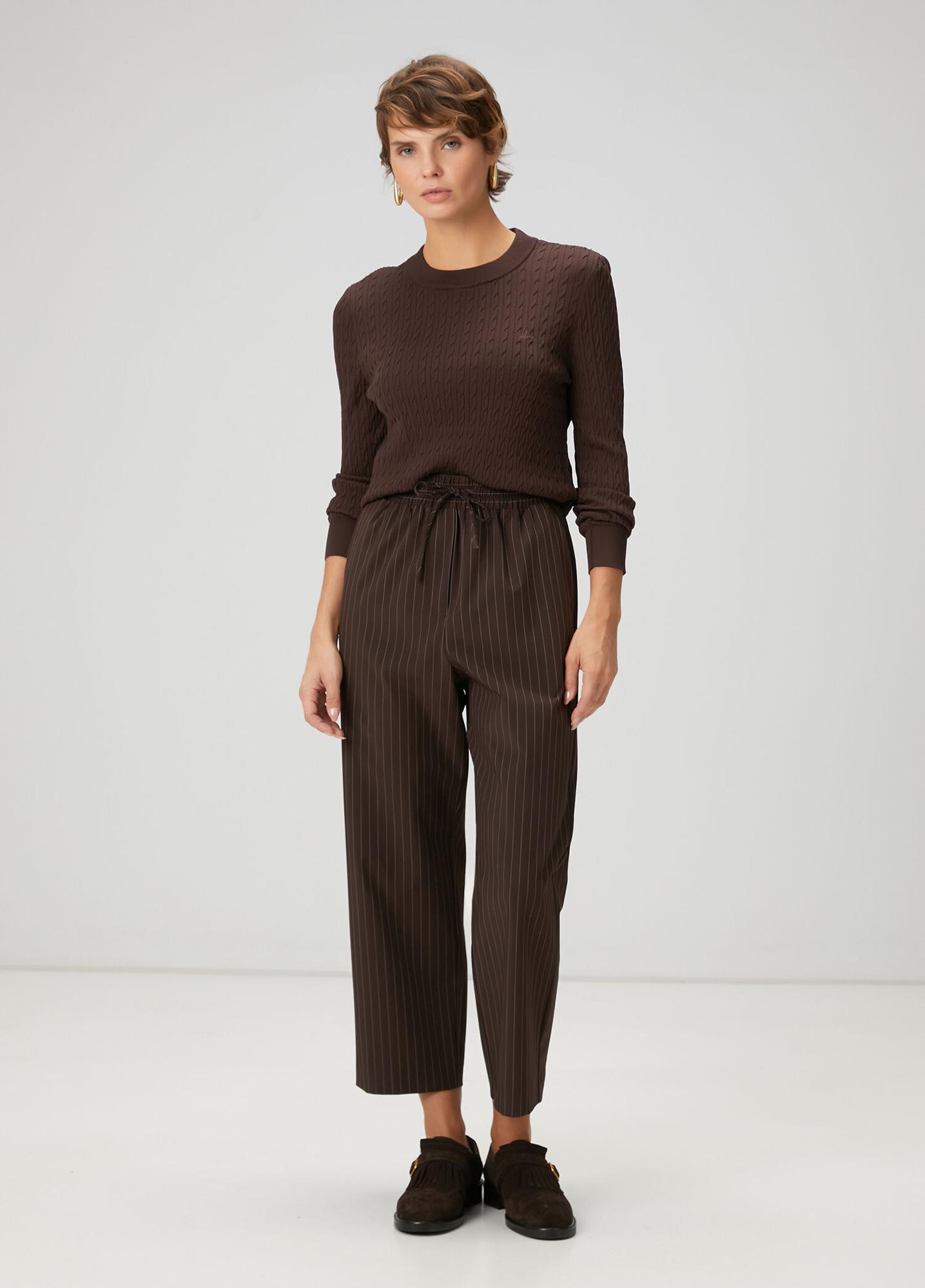  Beymen Club Kadın Kahverengi Çizgili Pantolon