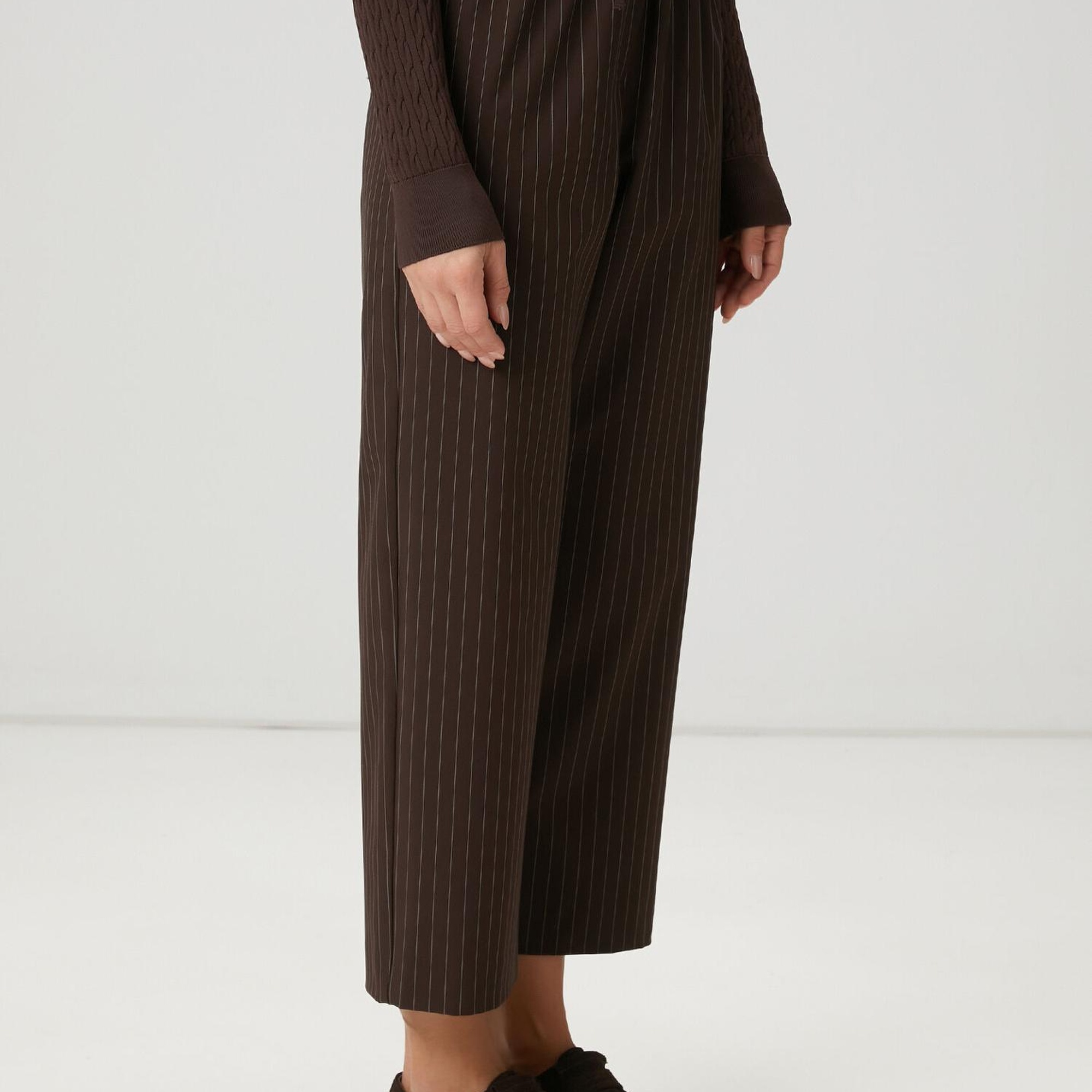 Beymen Club Kadın Kahverengi Çizgili Pantolon