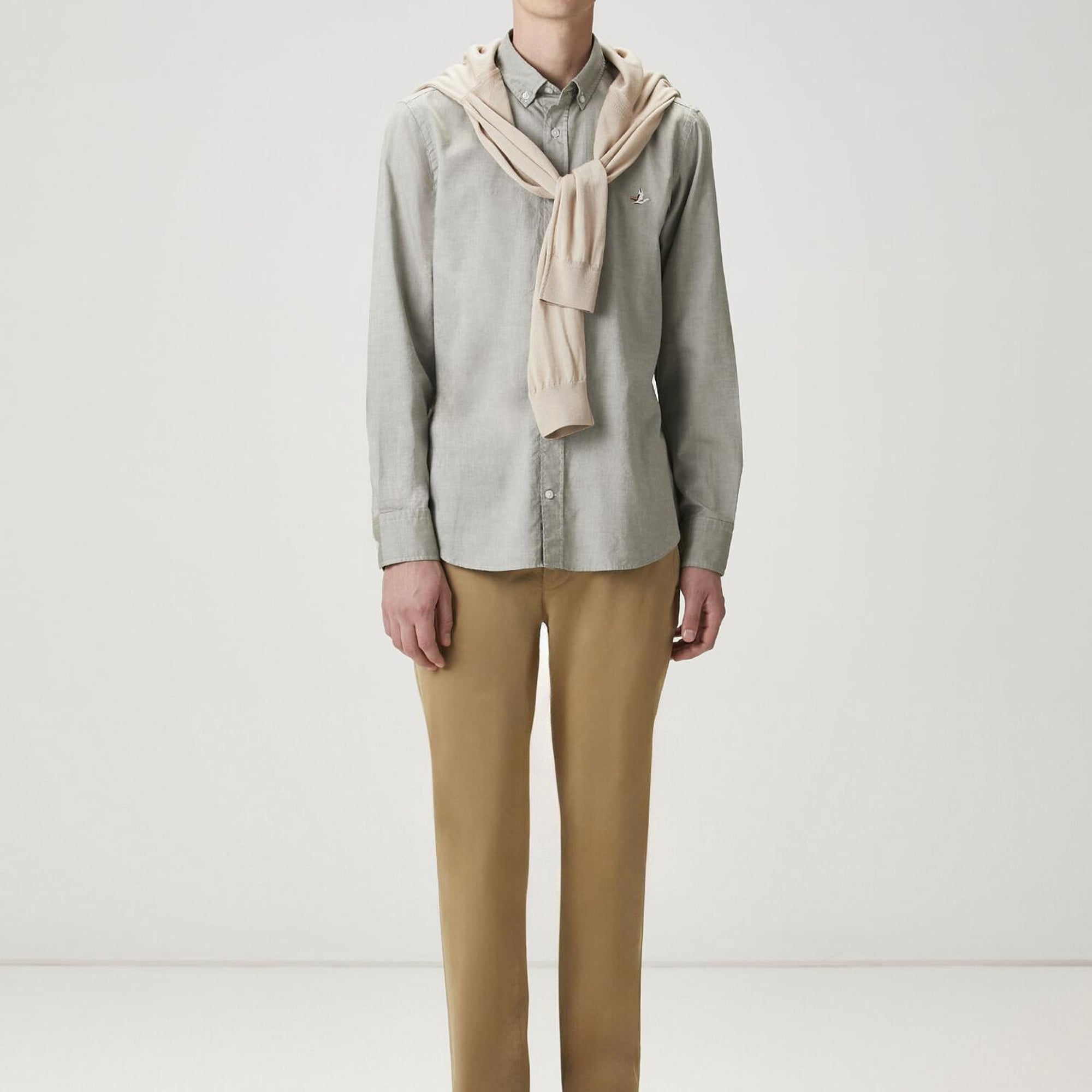 Beymen Club Erkek Slim Fit Açık Haki Oxford Gömlek