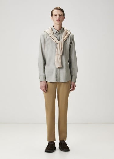  Beymen Club Erkek Slim Fit Açık Haki Oxford Gömlek