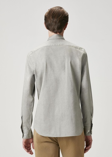  Beymen Club Erkek Slim Fit Açık Haki Oxford Gömlek