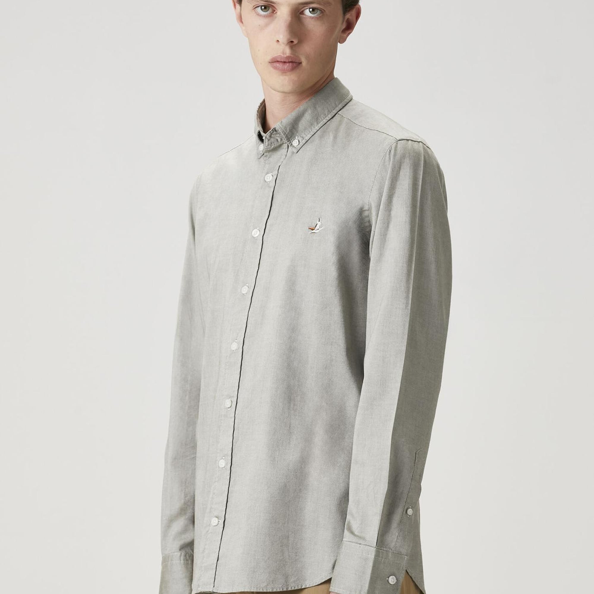 Beymen Club Erkek Slim Fit Açık Haki Oxford Gömlek