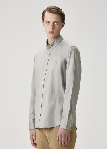  Beymen Club Erkek Slim Fit Açık Haki Oxford Gömlek