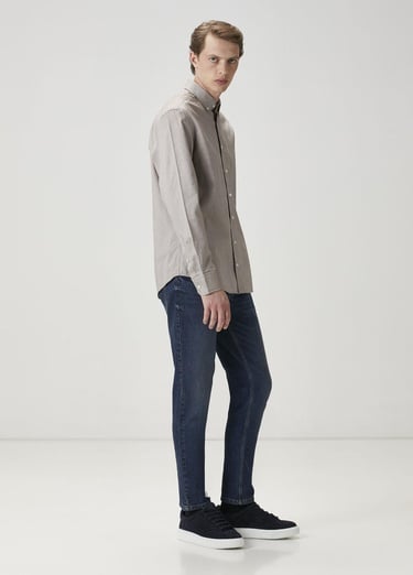  Beymen Club Erkek Comfort Fit Vizon Oxford Gömlek