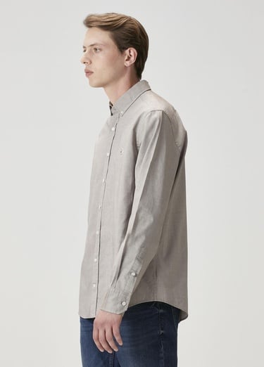  Beymen Club Erkek Comfort Fit Vizon Oxford Gömlek