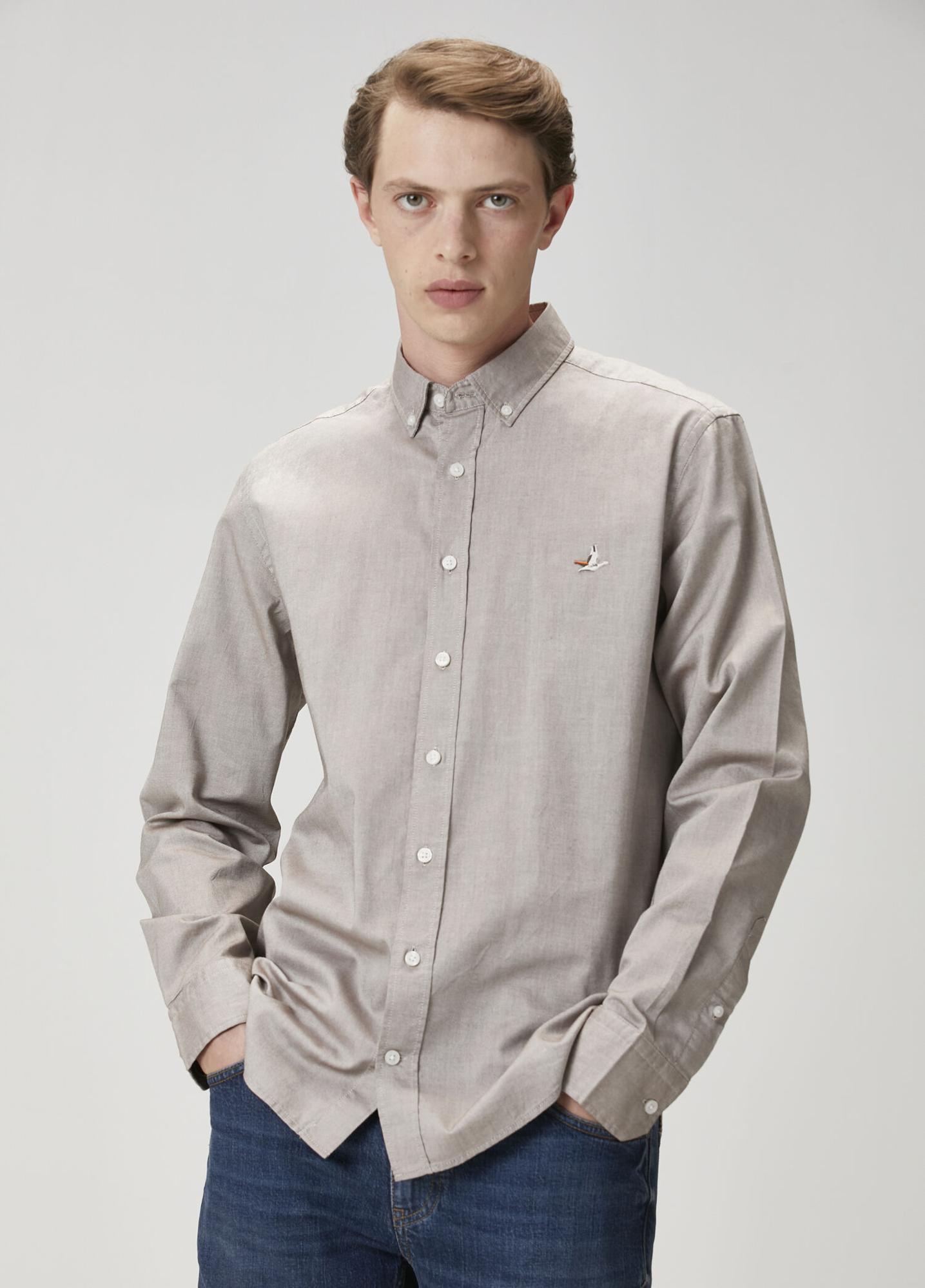  Beymen Club Erkek Comfort Fit Vizon Oxford Gömlek