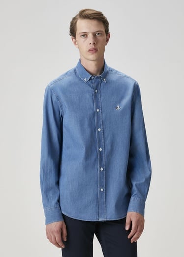  Beymen Club Erkek Comfort Fit Mavi Denim Gömlek