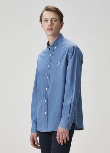  Beymen Club Erkek Comfort Fit Mavi Denim Gömlek