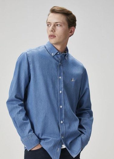  Beymen Club Erkek Comfort Fit Mavi Denim Gömlek
