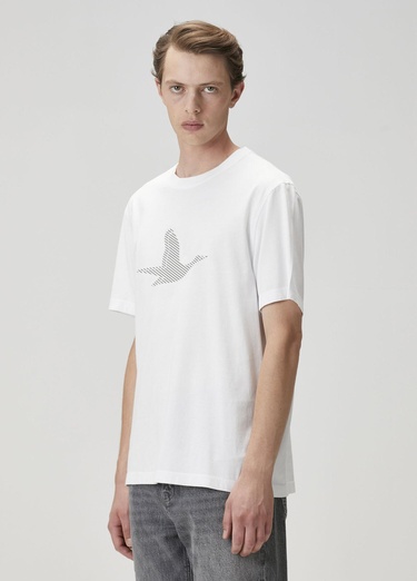  Beymen Club Erkek Beyaz Logo Baskılı T-shirt